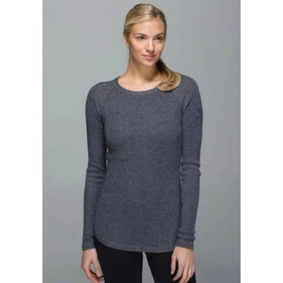 Lululemon Cabin Yogi Long Sleeve Boolux Sweater Inkwell Heather Gray Blue XS/ 2* - Picture 1 of 16